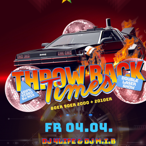 🔥 THROWBACK TIMES – DIE LEGENDÄRE ZEITREISE! 🔥

🚀 Eine der erfolgreichsten Partyreihen im S-Club ist zurück! 🚀
Feiert mit uns eine unvergessliche Nacht voller Hits aus den letzten Jahrzehnten – von den 80s bis zu den 2000s! 🕺💃

🎶 Music by: DJ 4Life & DJ M.I.B.
📽 Special: Alle Songs laufen nicht nur über die Boxen, sondern auch als Musikvideos auf unseren Leinwänden! 🔥
⚡ Highlight: Eine krasse Double-Laser-Show, die euch aus den Socken haut! 🚨🎆

📍 S-Club
⏰ Einlass: Ab 22 Uhr
👶 Ab 16 Jahren mit Mutti-Zettel
💸 Eintritt: 10 €

🚀 Seid ihr bereit für die ultimative Zeitreise? Dann packt eure Crew ein und lasst uns gemeinsam abfeiern! 🕺🎉🔥

#ThrowbackTimes #SClub #TimeToParty #BackToTheHits